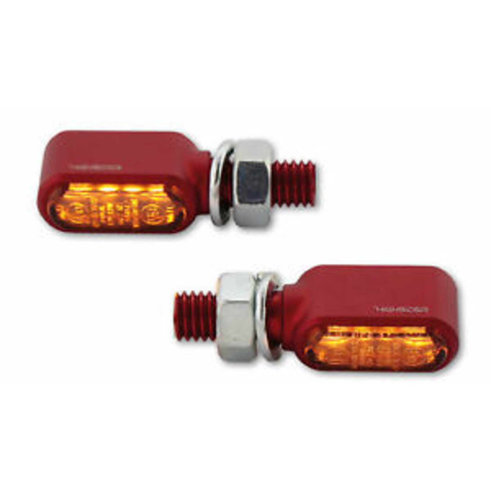 Highsider HIGHSIDER CNC LED Blinker LITTLE BRONX, rot, getöntes Glas, E-geprüft, Paar Paar