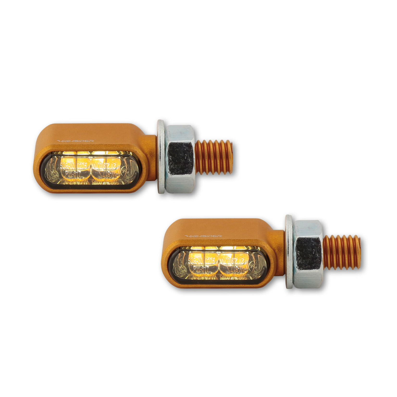 Highsider HIGHSIDER CNC LED Blinker/Positionslicht LITTLE BRONX, gold, getönt, E-geprüft, Paar Paar