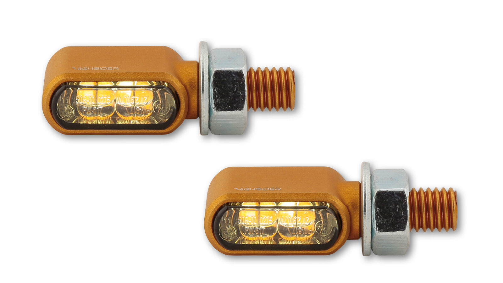 HIGHSIDER CNC LED Blinker/Positionslicht LITTLE BRONX, gold, getönt, E- geprüft, Paar Paar 
