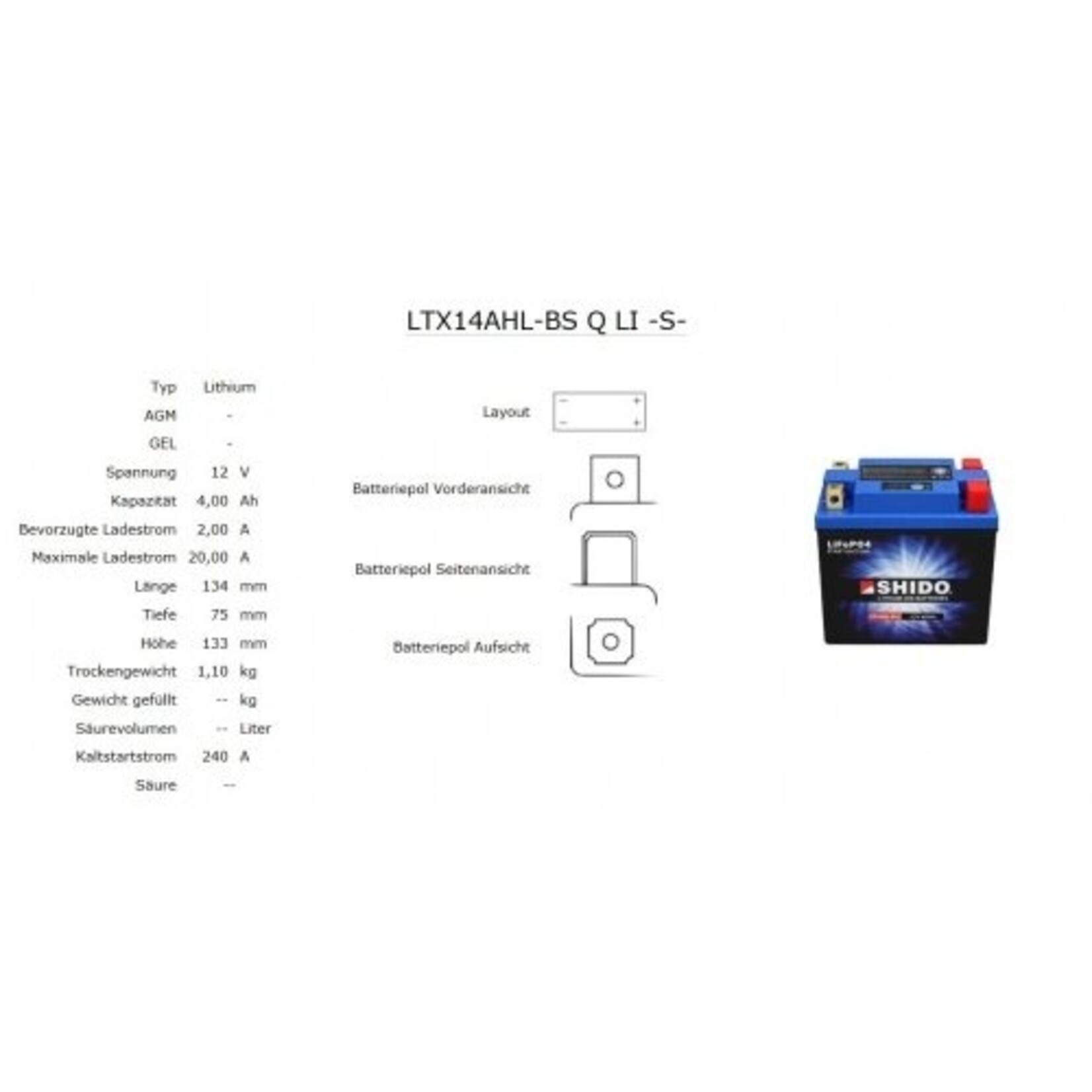 Shido YTX14AHL BS SHIDO