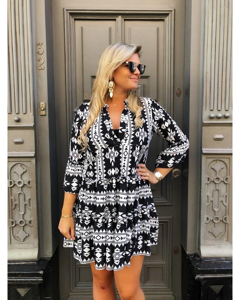 black and white aztec dress