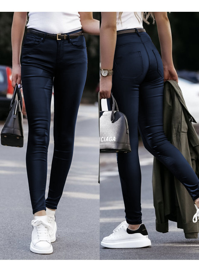 Musthave Leather Look Pants - Navy