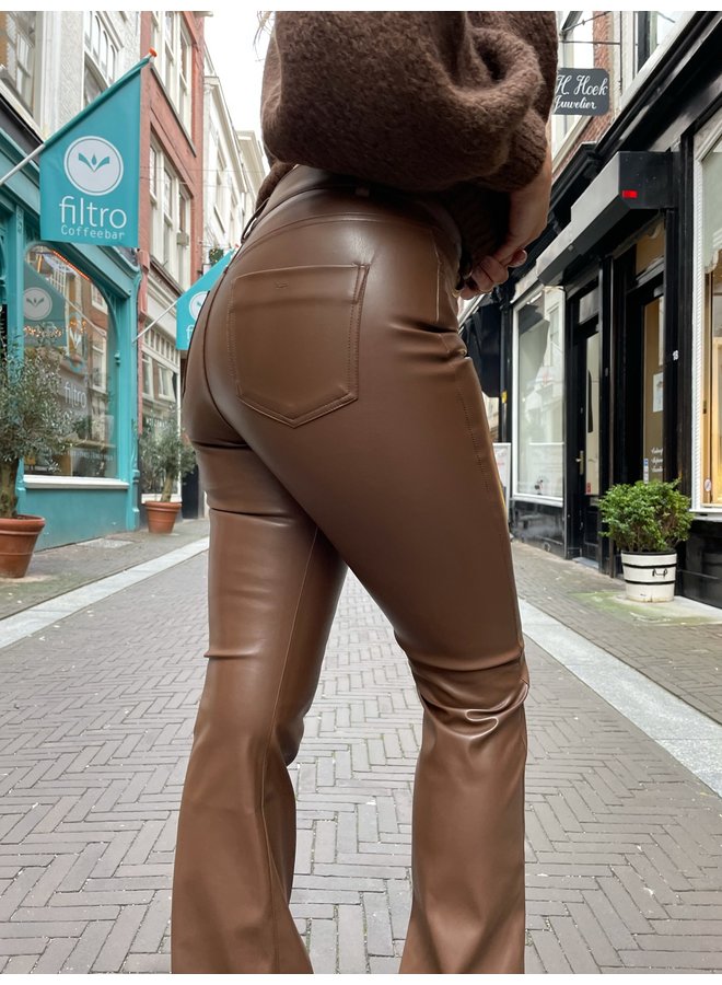 Musthave Faux Leather Flared pants - Brown