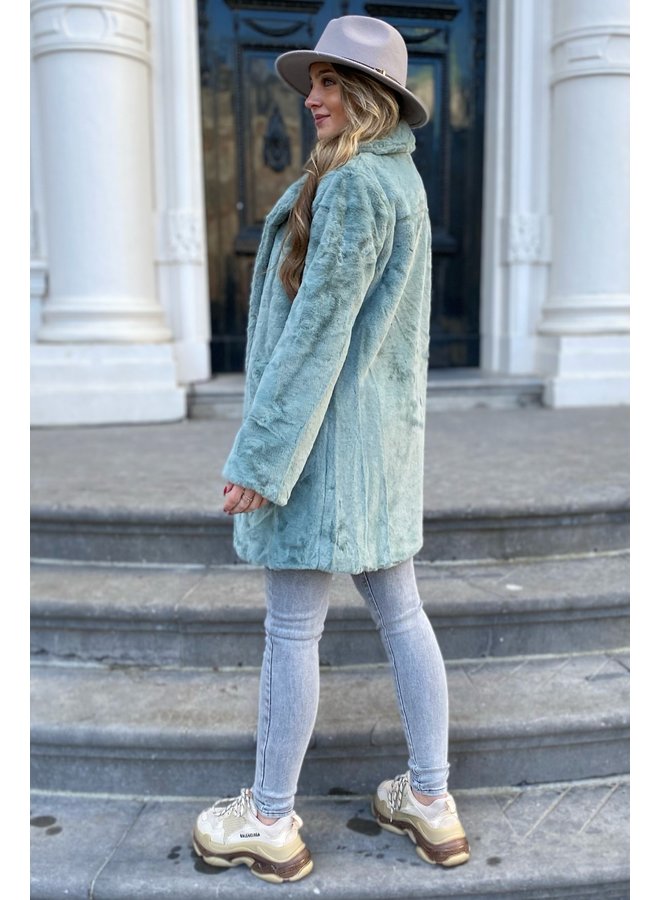 Paris Fake Fur Coat - Sage Green