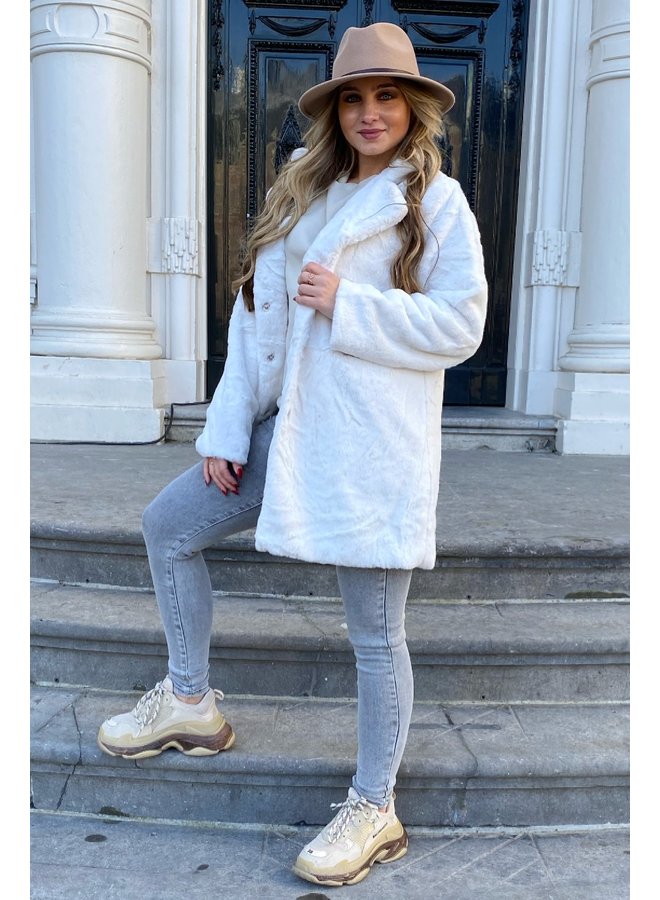 Paris Fake Fur Coat - White