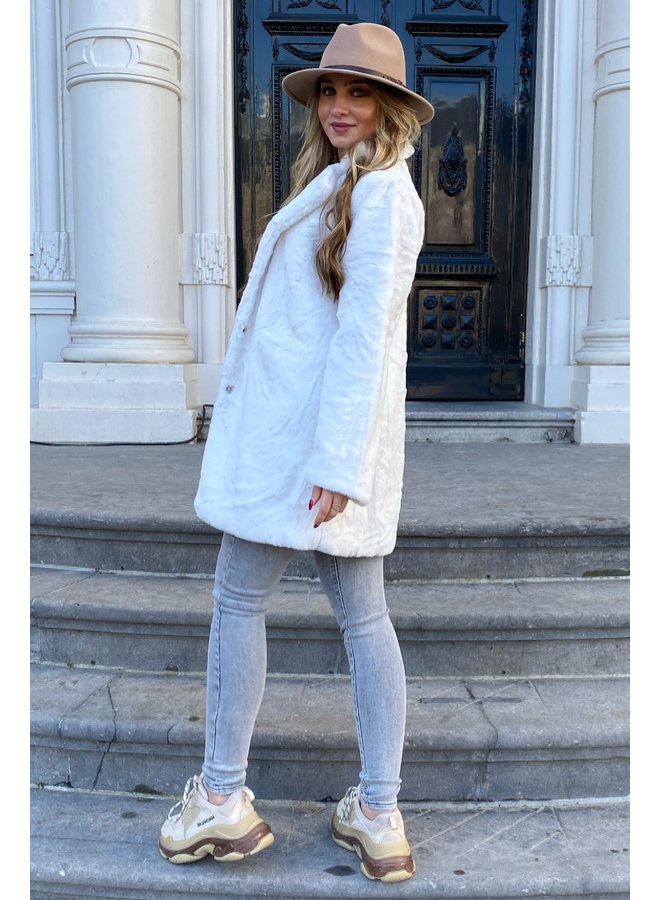 Paris Fake Fur Coat - White