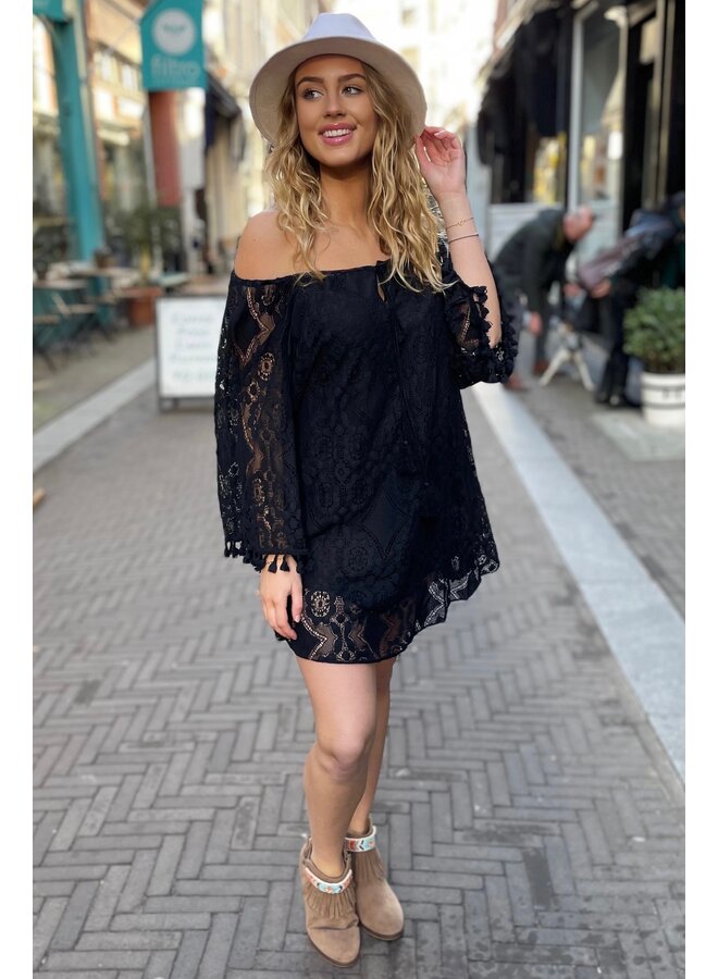 Bohemian Lace Tunic - Black