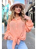 Curvy Knotted Blouse - Coral