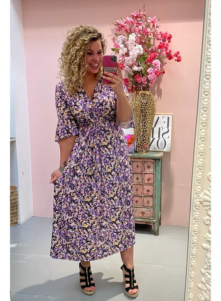 Curvy Knotted Flower Dress - Purple/Lila/Vanilla PRE-ORDER