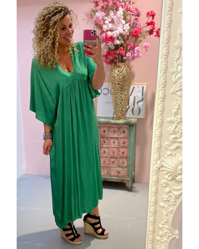 Curvy Silk Dress - Green