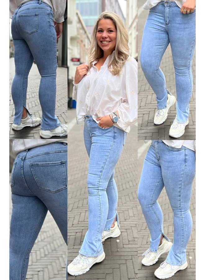 Perfect Split Flared Jeans - Light blue