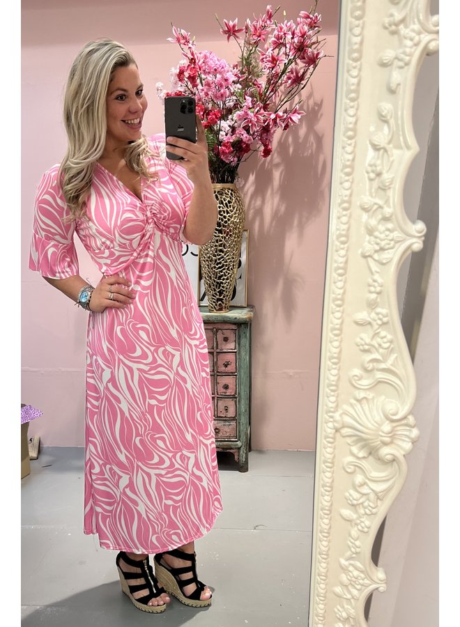 Curvy Knotted Zebra Dress - Fuchsia