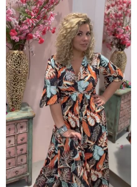 Curvy Knotted Feather Leopard Dress