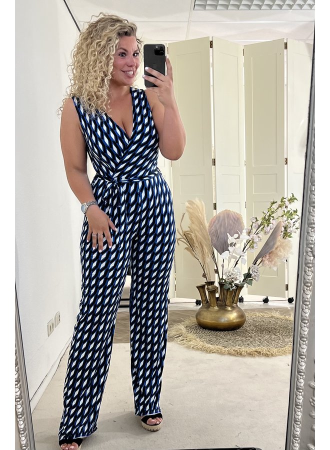 Perfect Print Jumpsuit - Blue/White