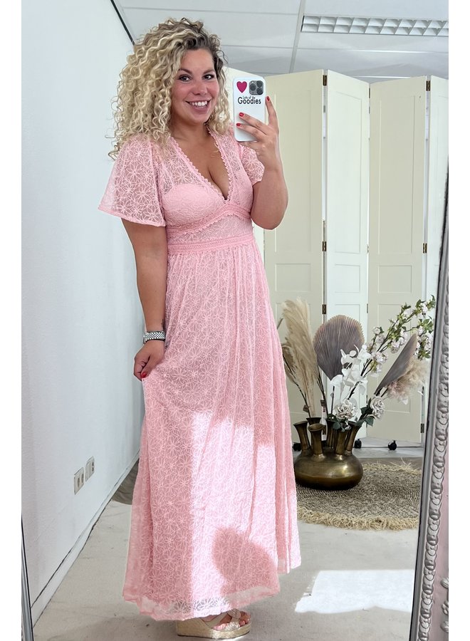 Wedding Vibe  Lace Dress - Pink