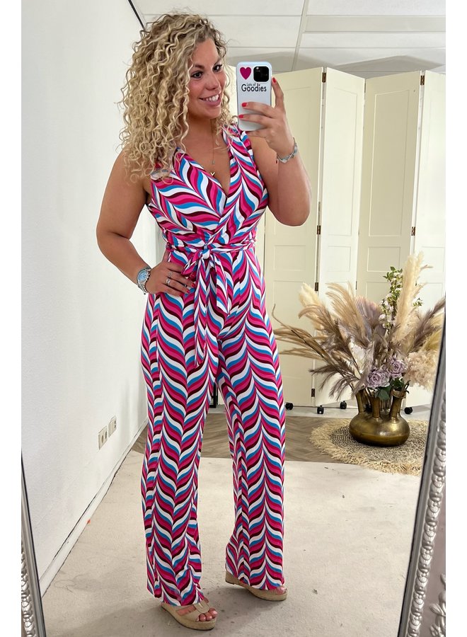 Perfect Retro Jumpsuit - Pink/White/Blue