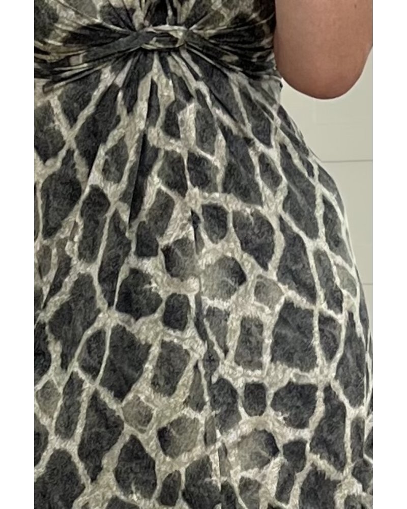 Short Knotted Giraffe Dress - Armygreen/Black