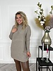Ribbed Col Sweater Dress - Taupe