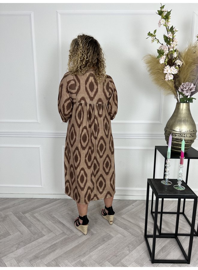 Sparkle Long Sleeve Dress - Brown