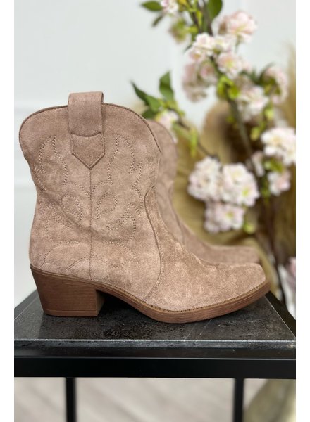 Western Boots Low Suede - Nude