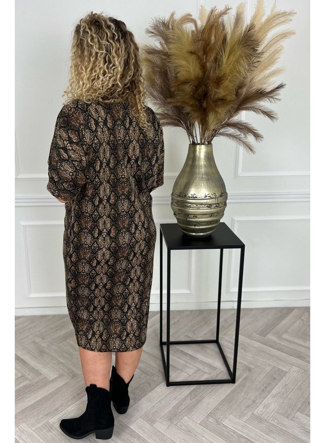 Straight Knotted Animal Dress - Snake Brown