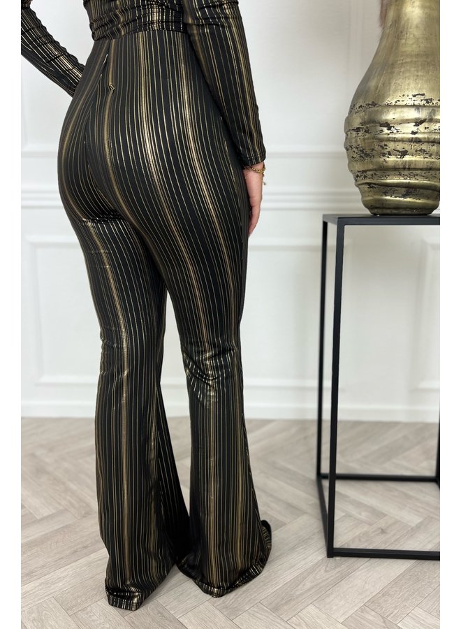 Gold Striped Flare - Black