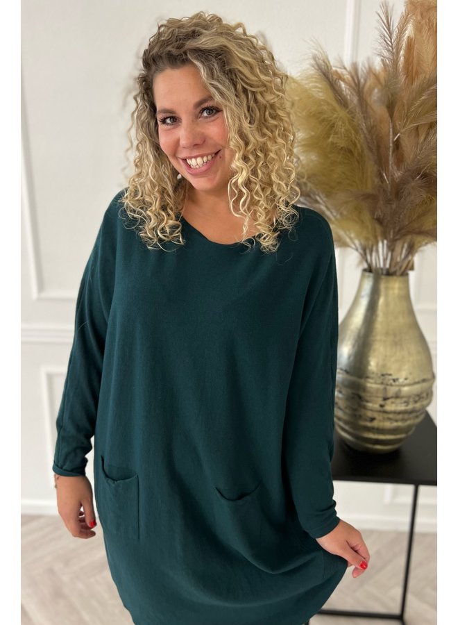 Pocket Sweater Dress - Bottle Green