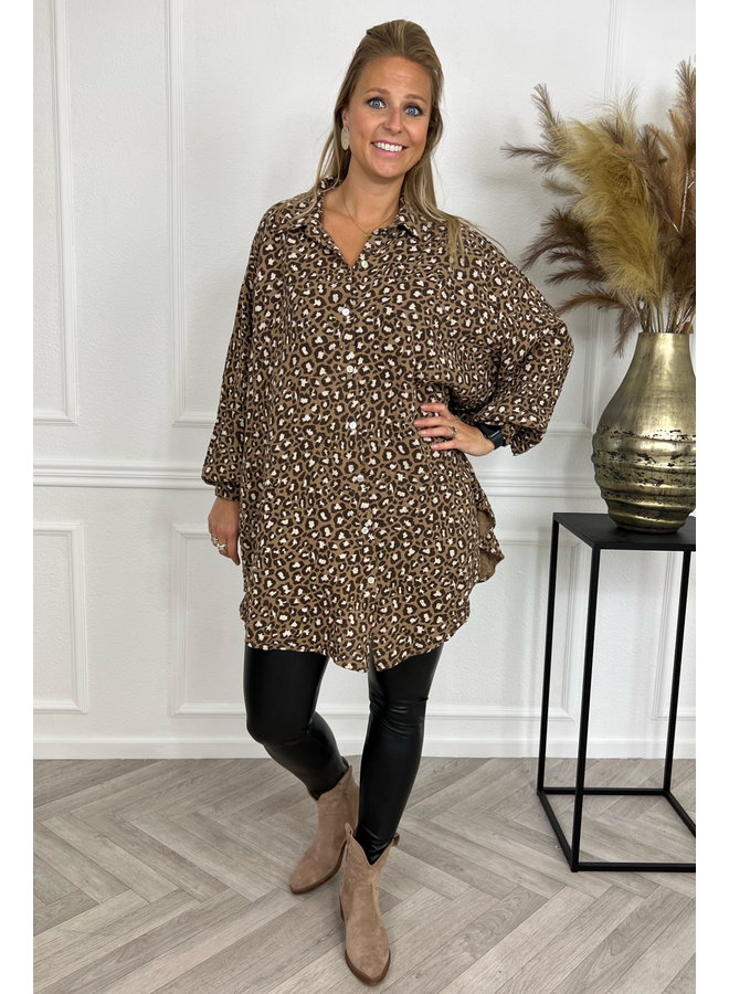 Colorful Leopard Tunic - Camel