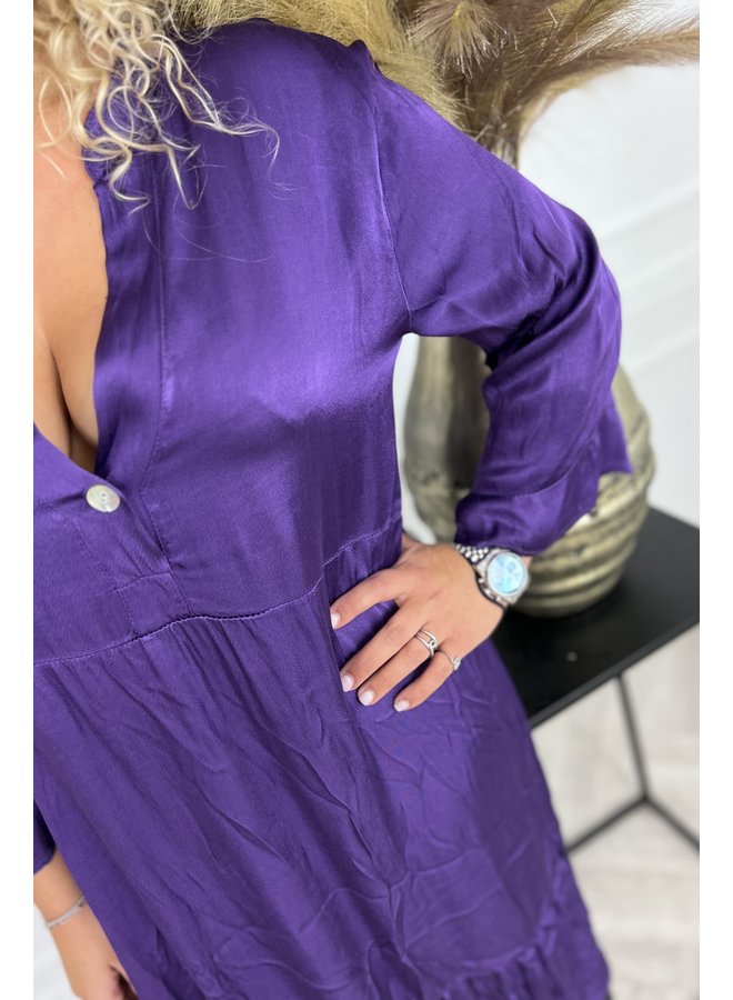 Silky A-line Dress - Purple