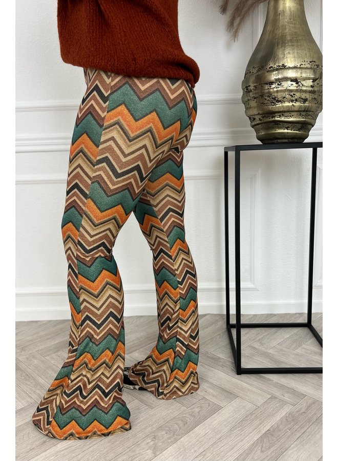 Lurex Zigzag Flare - Turquoise/Orange/Rusty