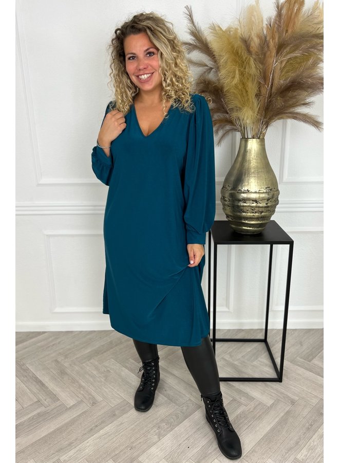 Curvy Balloon Sleeve Dress - Petrol