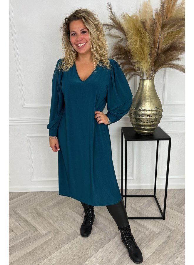 Curvy Balloon Sleeve Dress - Petrol