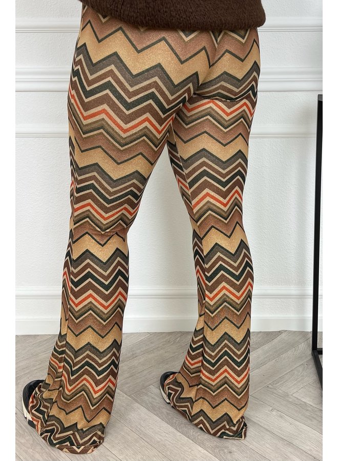 Lurex Zigzag Flare - Camel/Brown/Orange