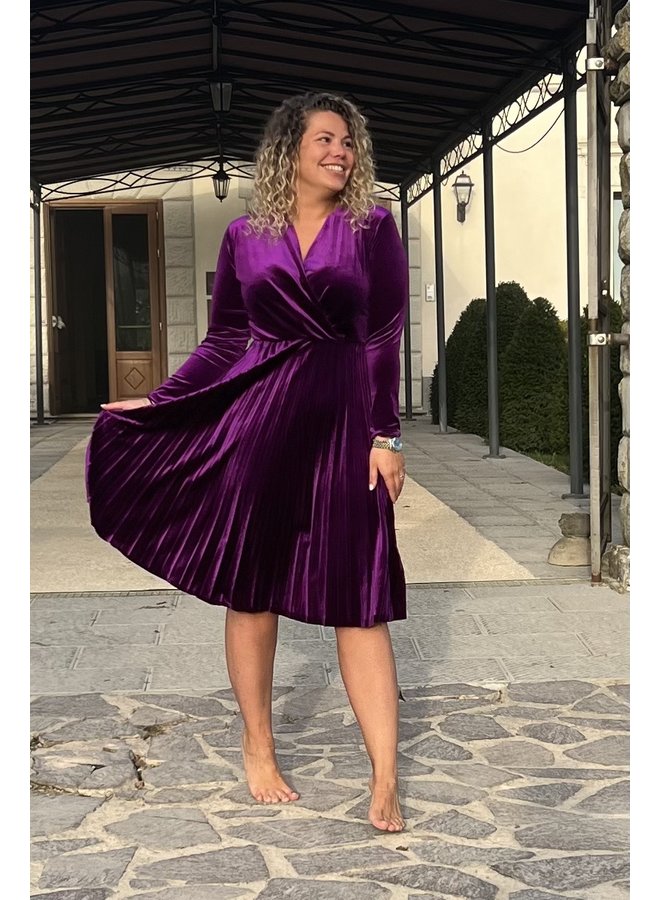 Bella Velvet Dress - Purple
