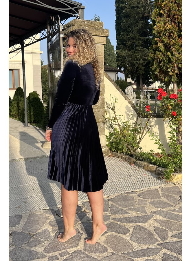 Bella Velvet Dress - Navy