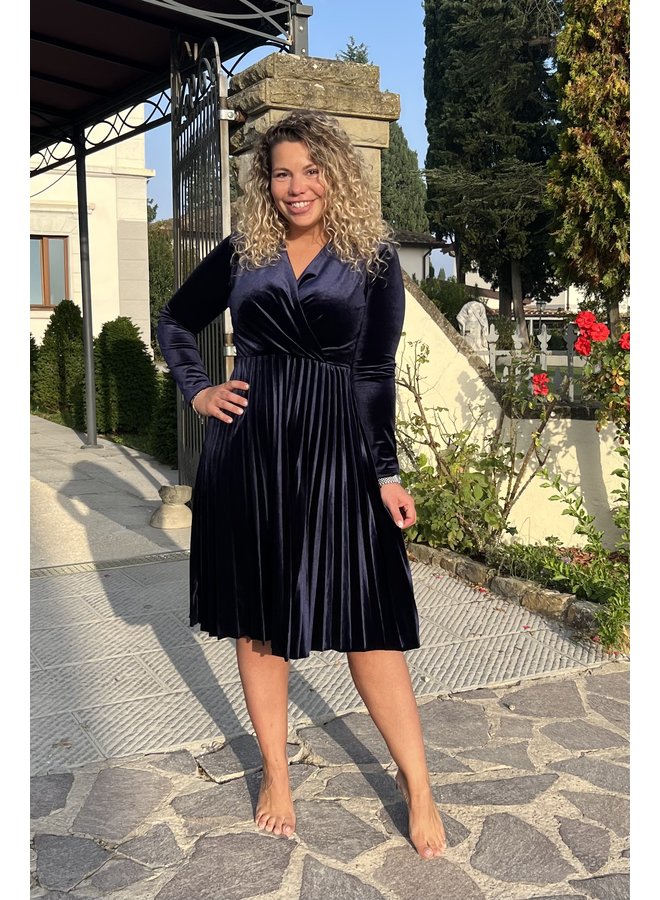 Bella Velvet Dress - Navy