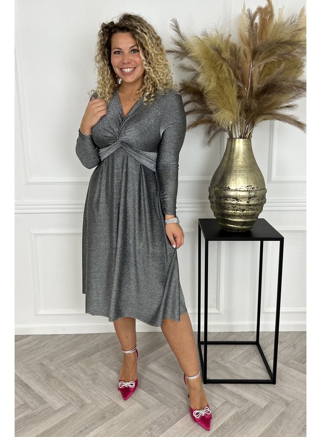 Sparkle Knotted  Dress - Silver