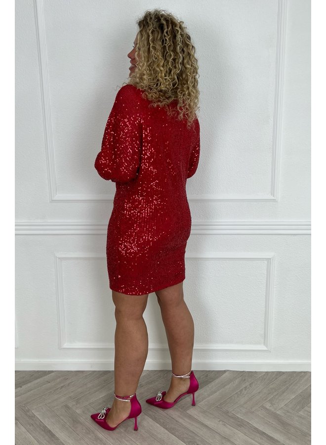 Sequin Party Dress - Red