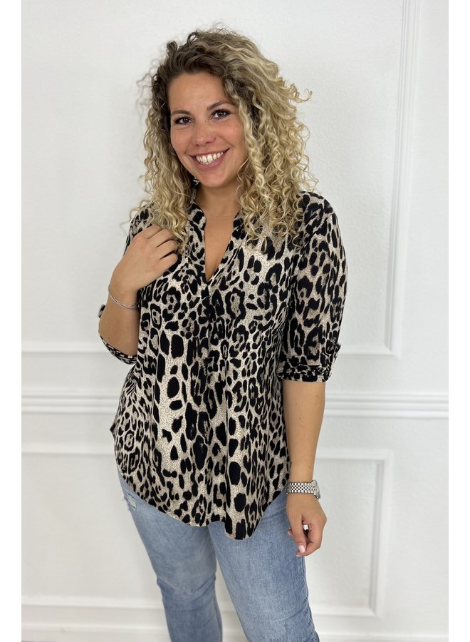 Perfect Animal Blouse - Panther Taupe/Beige