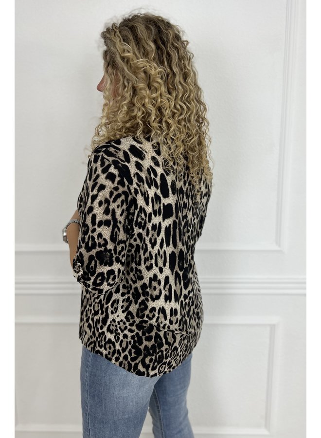 Perfect Animal Blouse - Panther Taupe/Beige