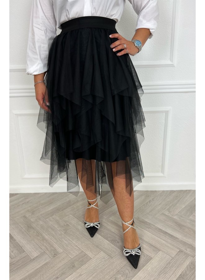 Ruffle Tulle Skirt - Black