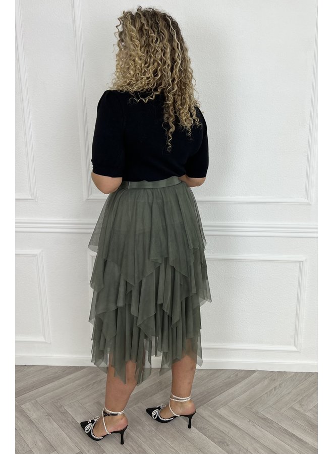 Ruffle Tulle Skirt - Armygreen