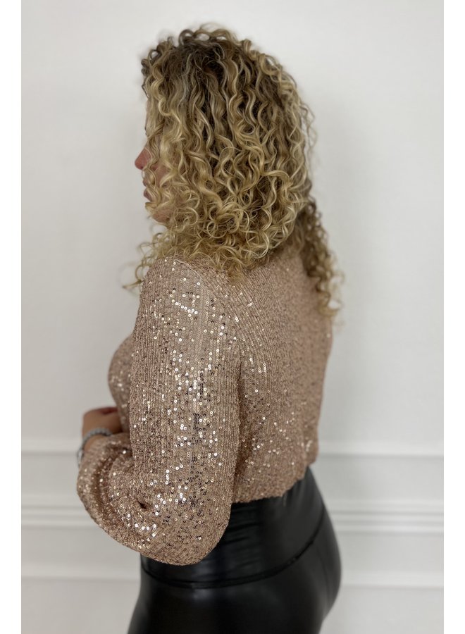 Sequin Crop Top -  Rose Gold