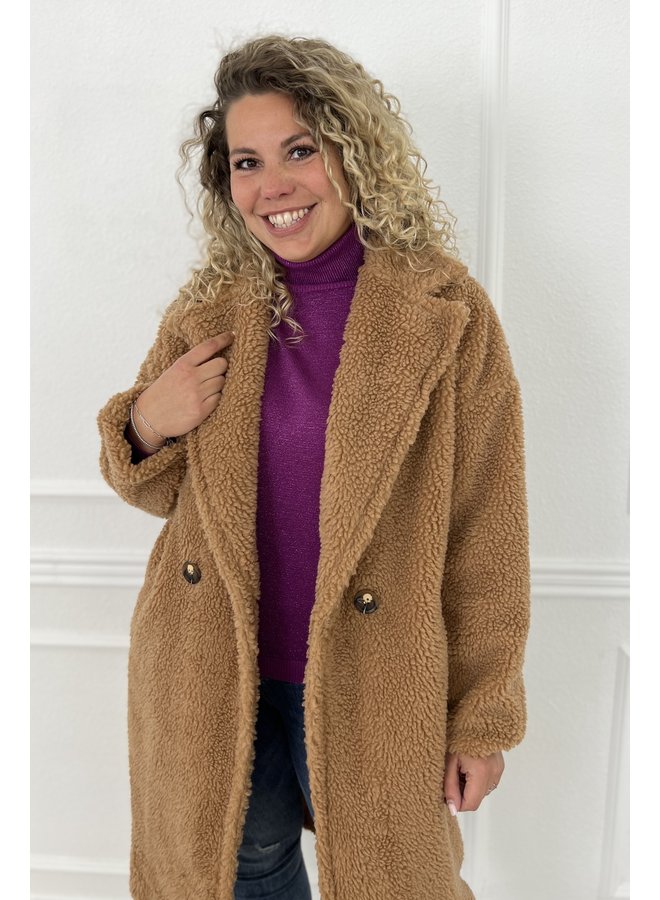 Oversized Teddy Coat - Camel