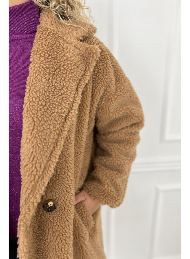 Oversized Teddy Coat - Camel