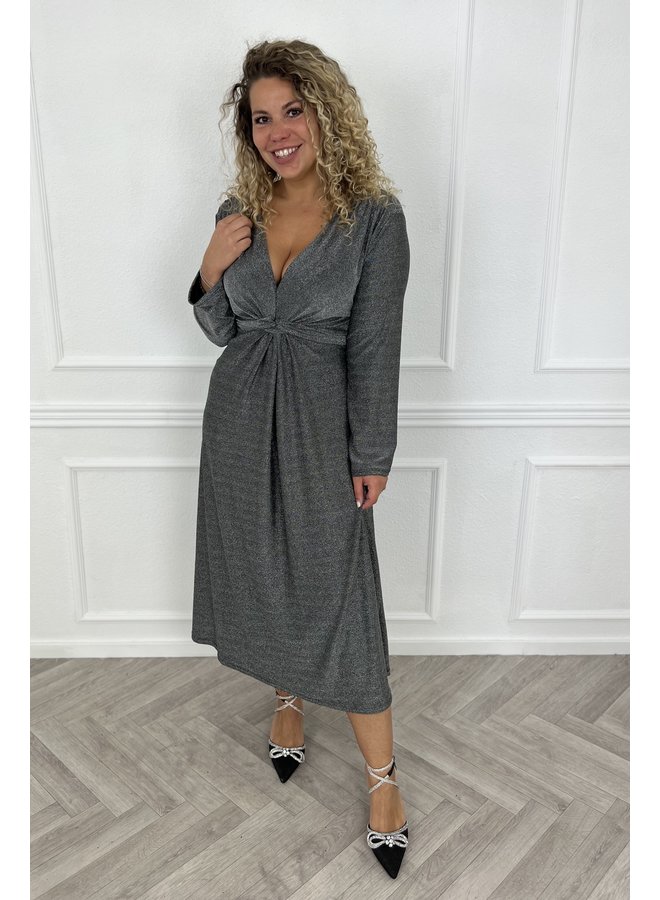 Curvy Knotted Lurex Dress - Silver