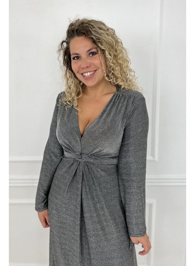 Curvy Knotted Lurex Dress - Silver