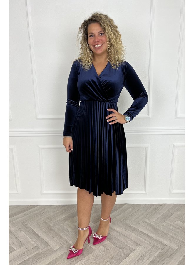 Bella Velvet Dress - Navy