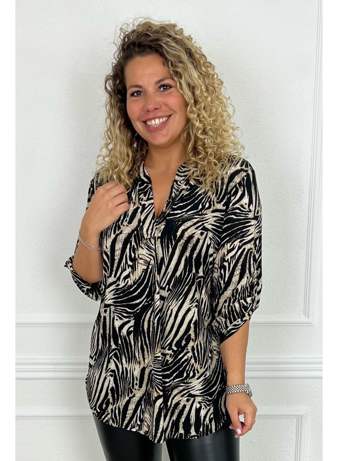 Perfect Animal Blouse - Big Zebra Beige/Black