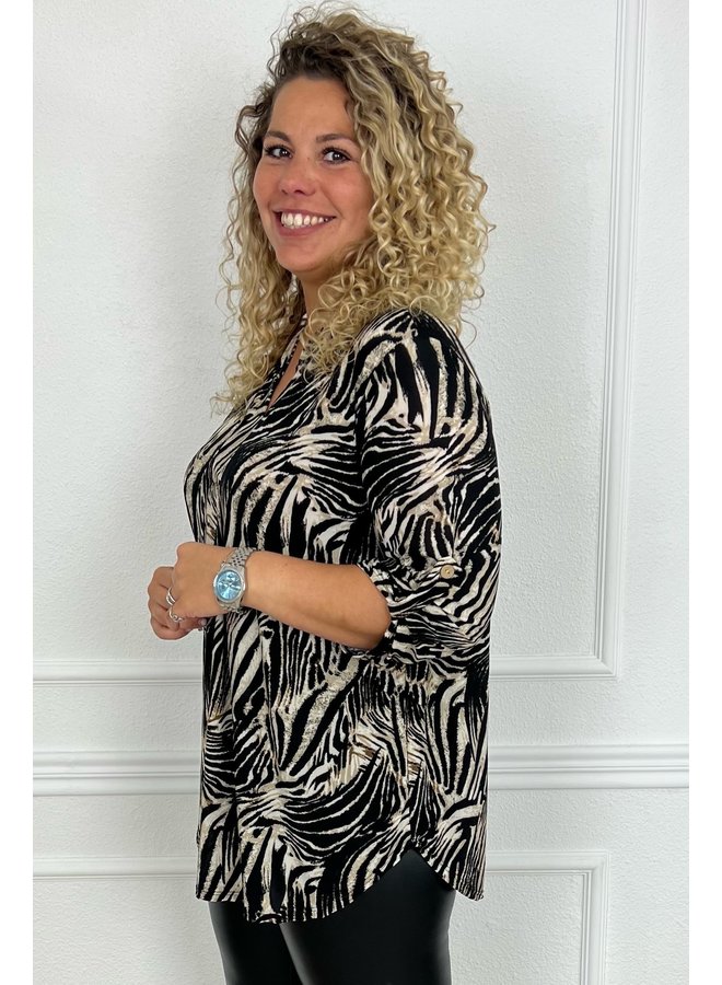 Perfect Animal Blouse - Big Zebra Beige/Black